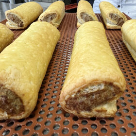 Sausage rolls cooked in the Unox Bakerlux SpeedPro