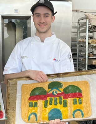 Damien with his bread plaque